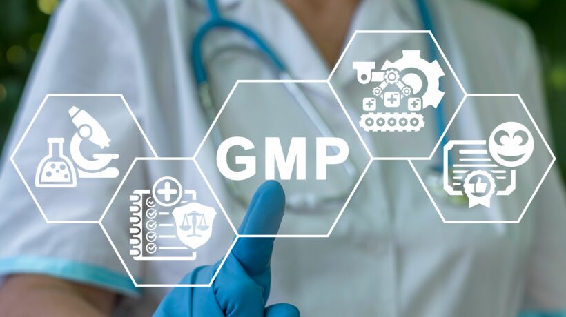 GMP Good Manufacturing Practice Medical Pharmacy Сoncept. Quali